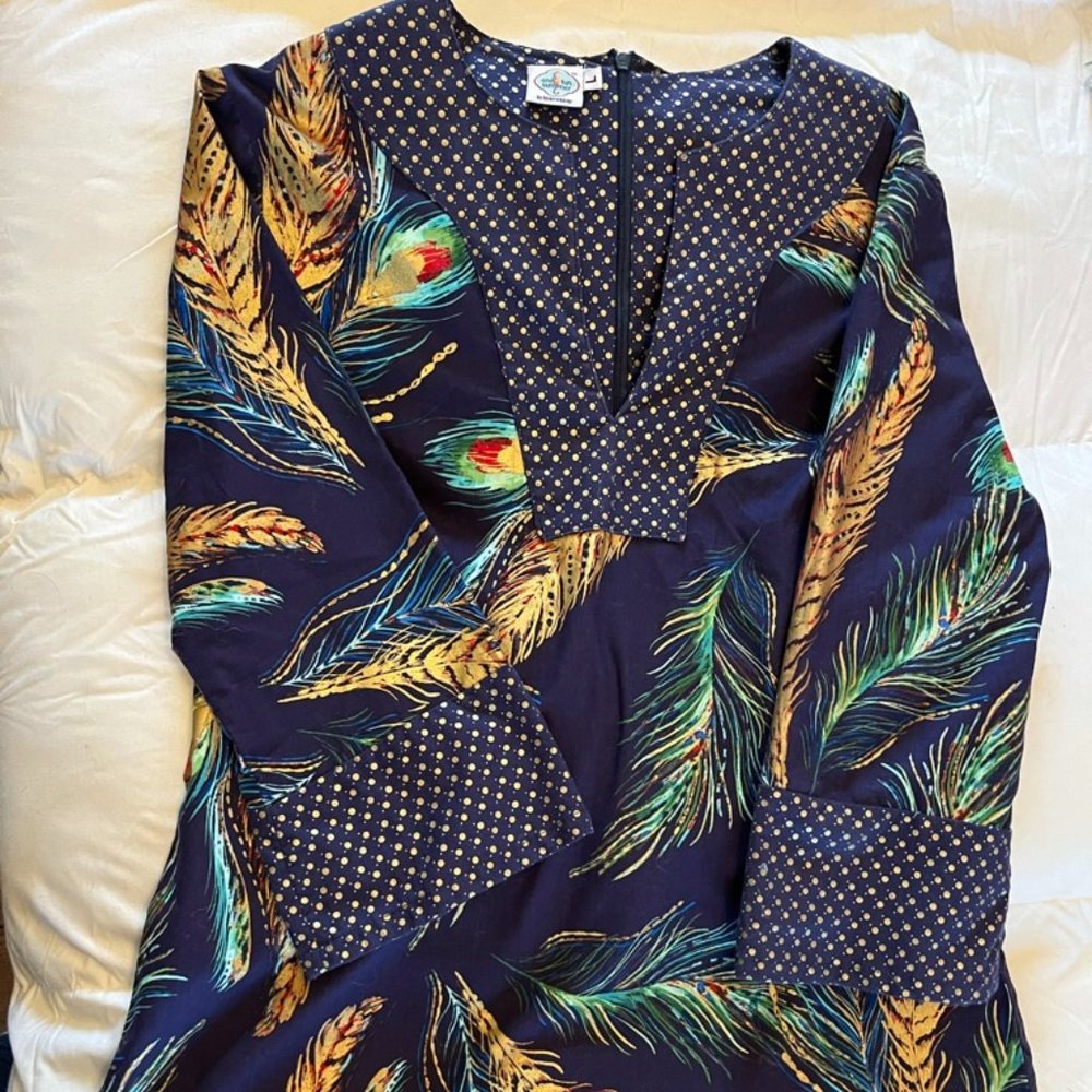 Handmade Tunic Medium Large Peacock Navy
